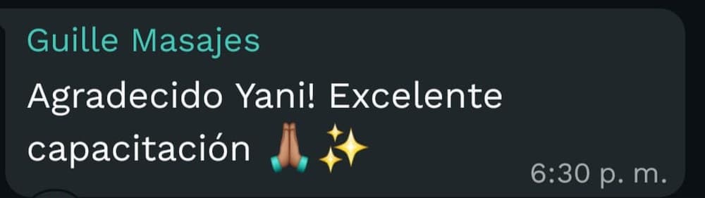 Agradecido, Yani. Excelente capacitación.